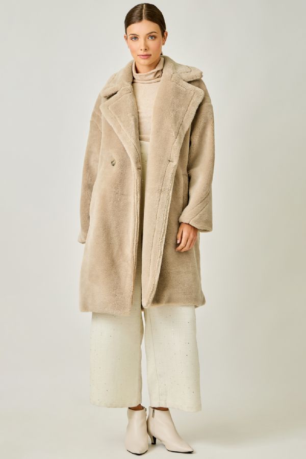 Double Breasted Faux Fur Coat