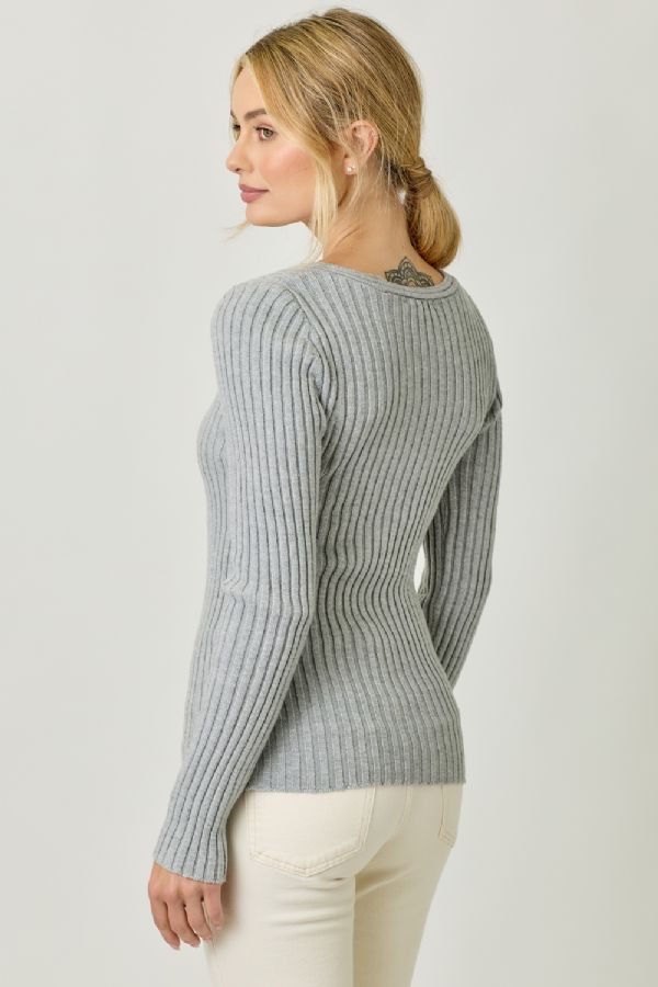 V-Neck Ribbed Sweater