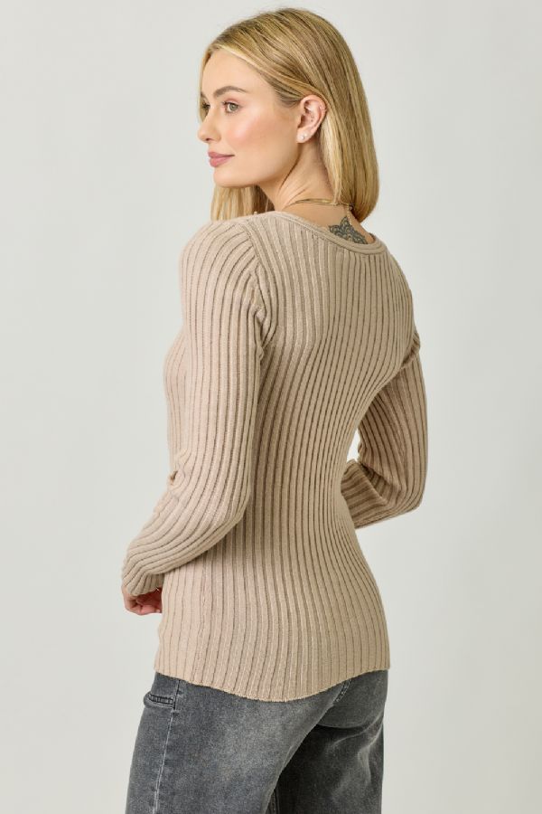 V-Neck Ribbed Sweater