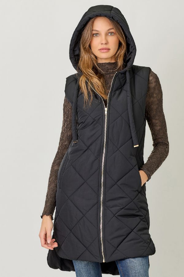 Long Quilted Puffer Vest