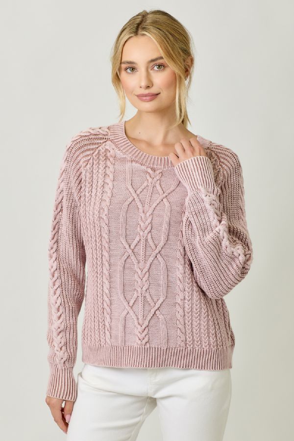 Washed Cable Sweater