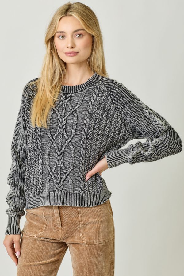 Washed Cable Sweater