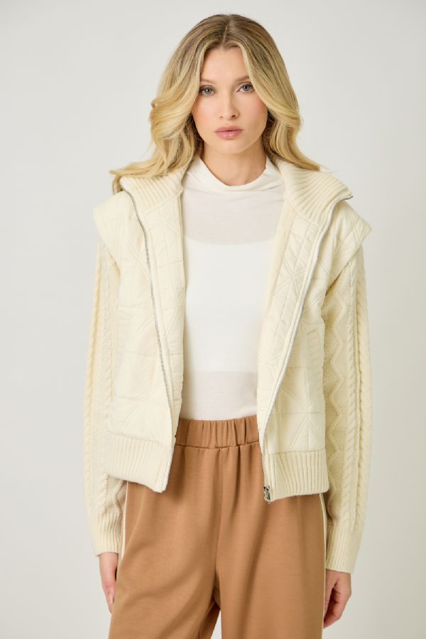 Knit Sleeve Quilted Jacket