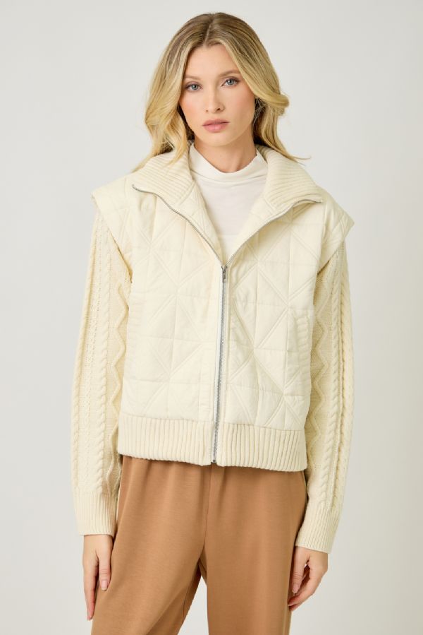 Knit Sleeve Quilted Jacket