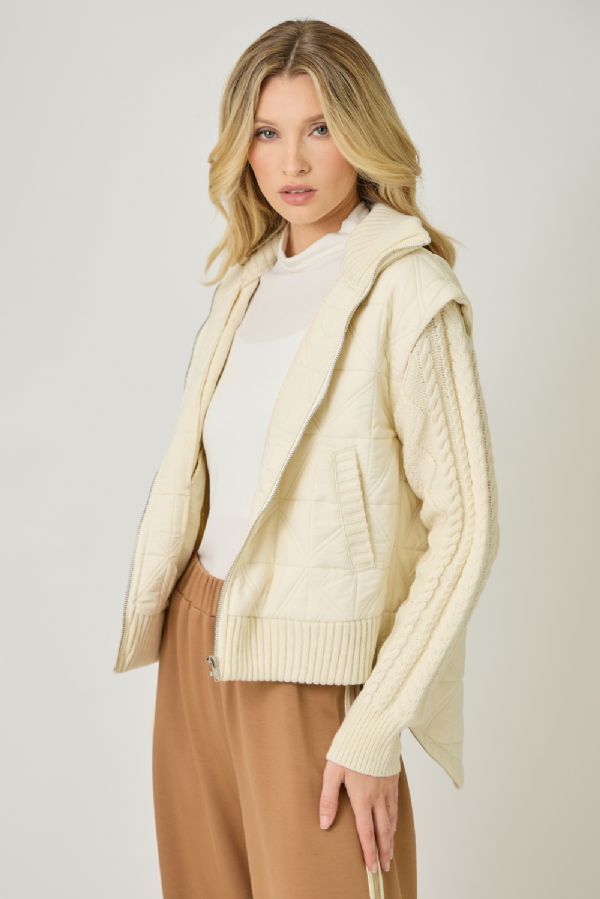 Knit Sleeve Quilted Jacket