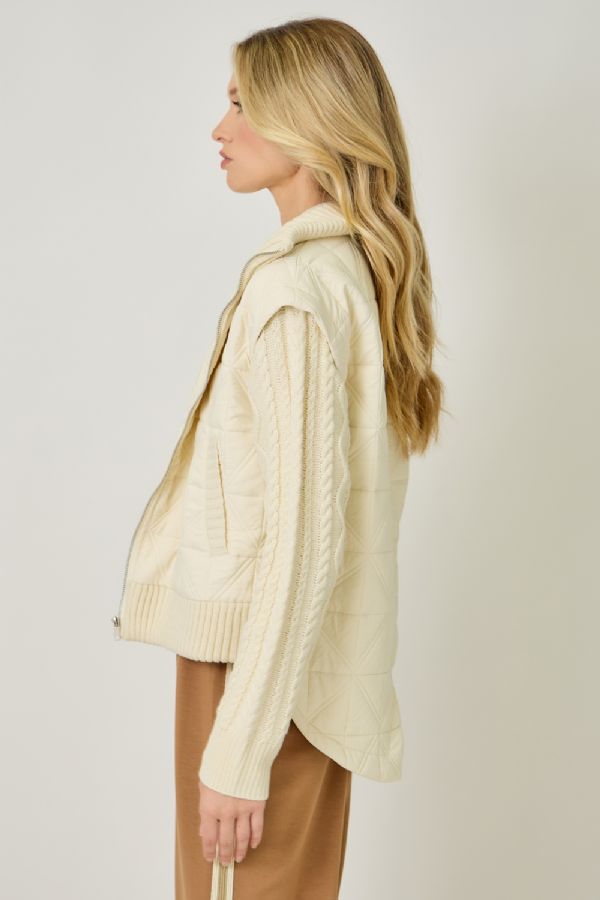 Knit Sleeve Quilted Jacket