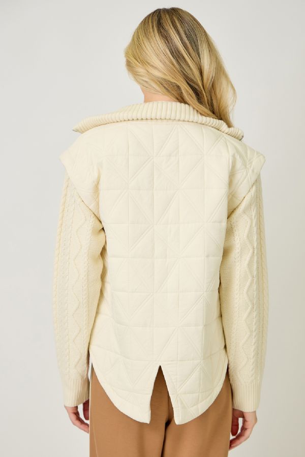 Knit Sleeve Quilted Jacket