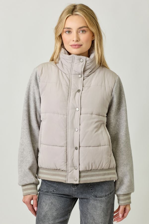 Mixed Media Puffer Jacket