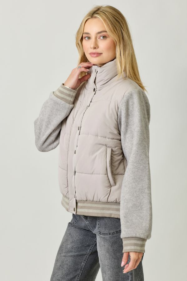 Mixed Media Puffer Jacket