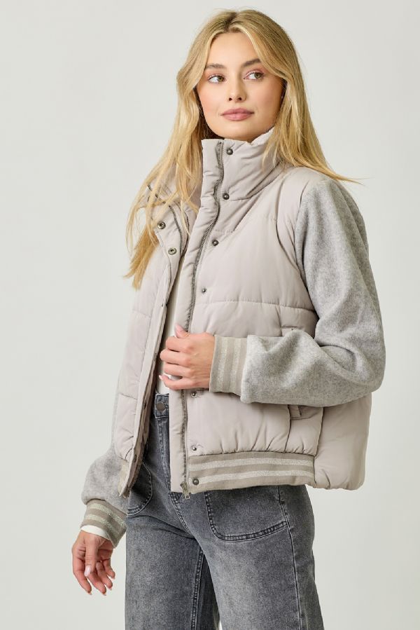 Mixed Media Puffer Jacket