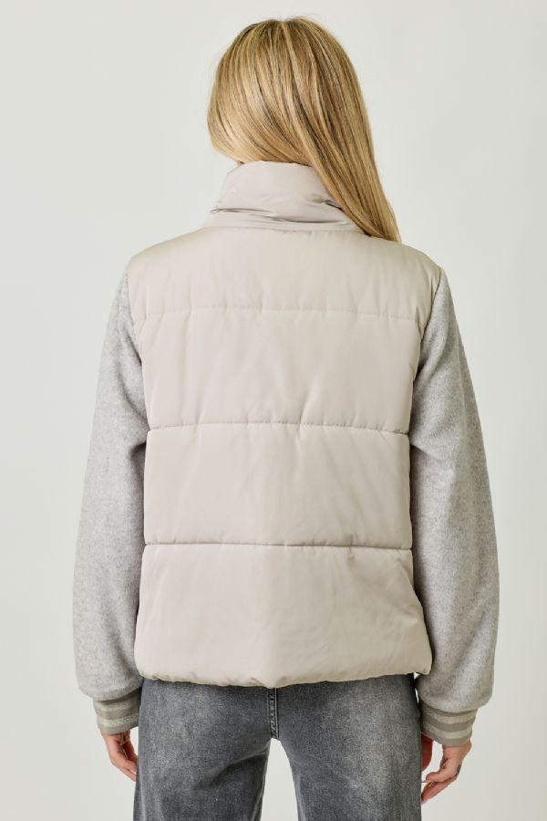 Mixed Media Puffer Jacket