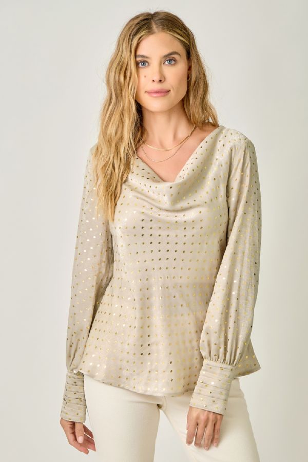 Cowl Neck Embellished Blouse