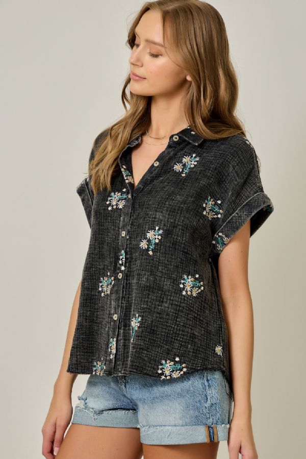 Washed Embroidery Top