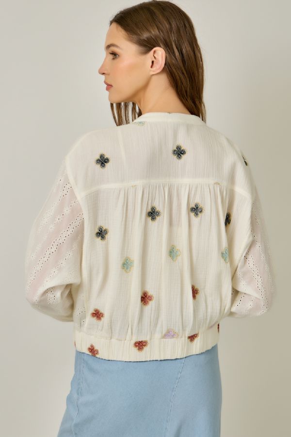 Embroidery Mixed Media Jacket