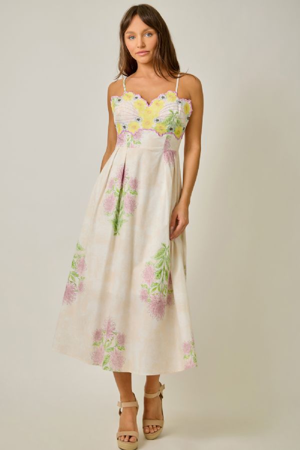 Embroidered Midi Dress
