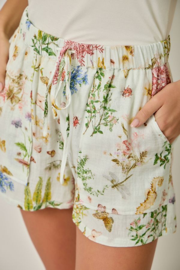 Printed Gauze Shorts