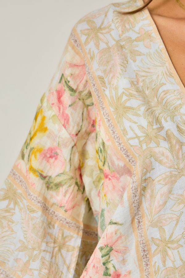 Border Print Kimono Top