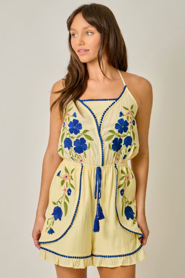 Floral Embroidered Romper
