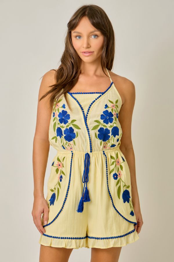 Floral Embroidered Romper