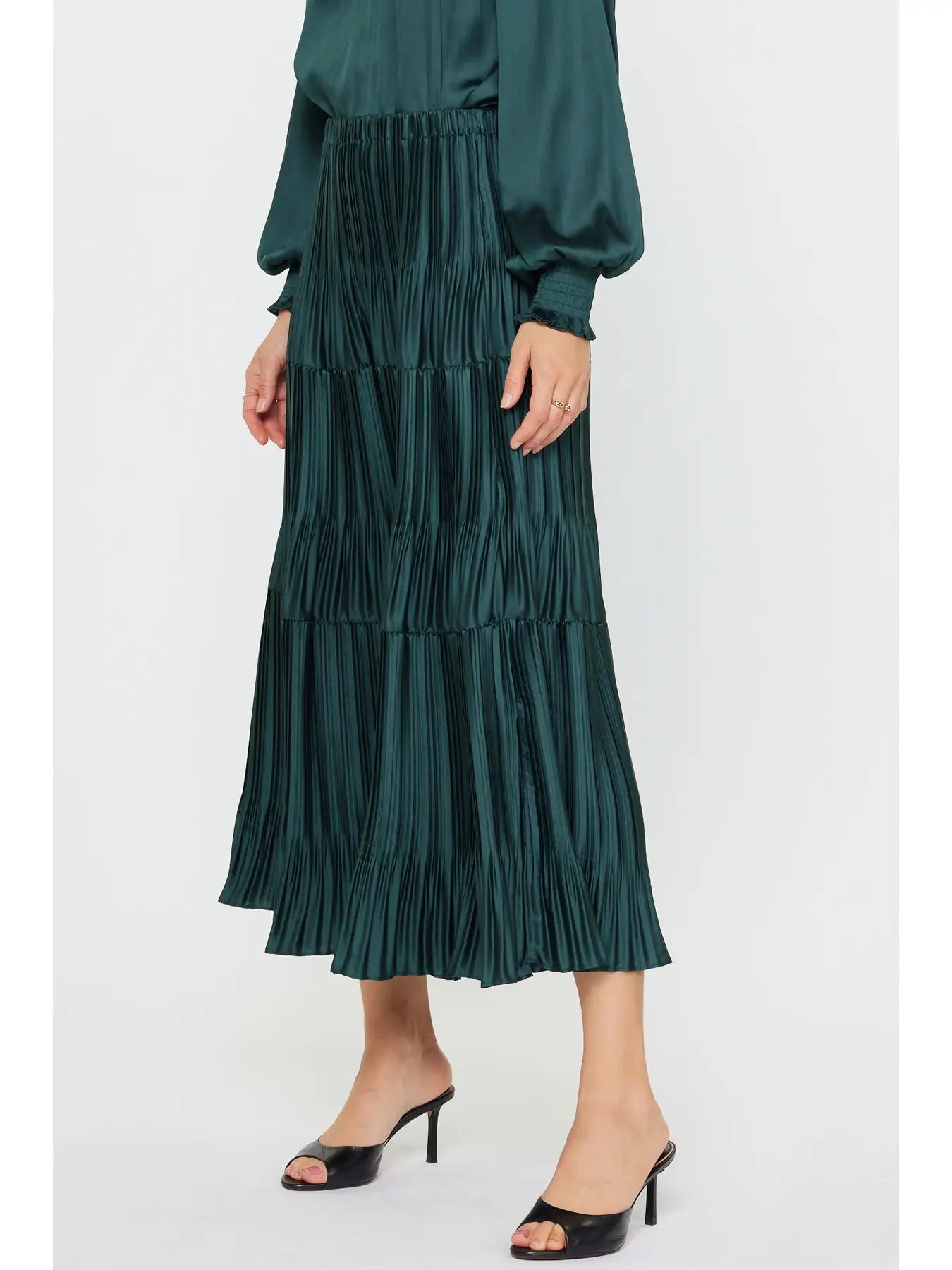 Three-Tiered Pleated Skirt