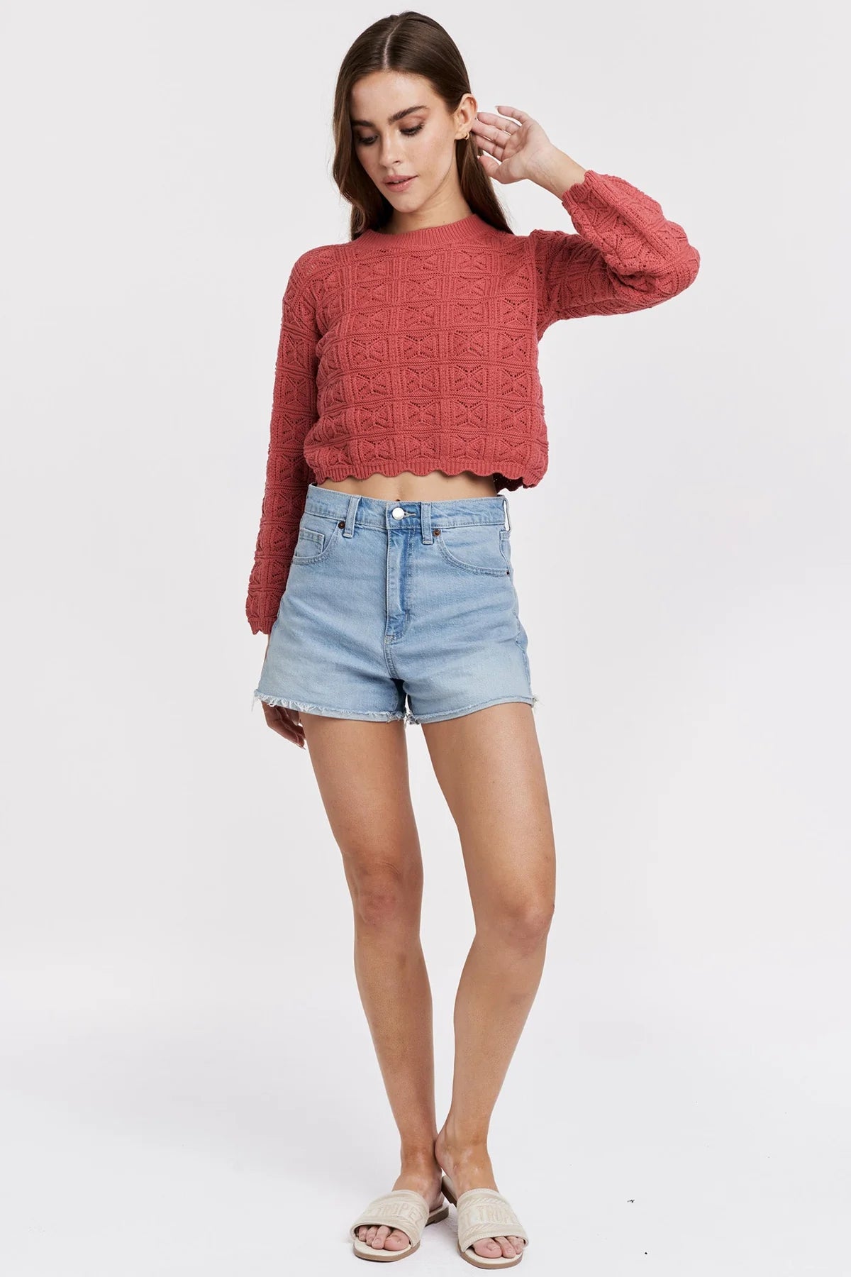 Uma Scallop Hem Crochet Sweater