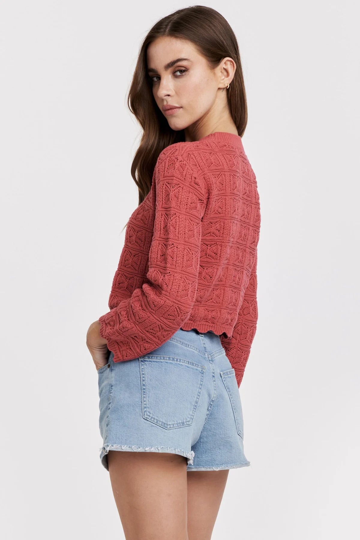 Uma Scallop Hem Crochet Sweater