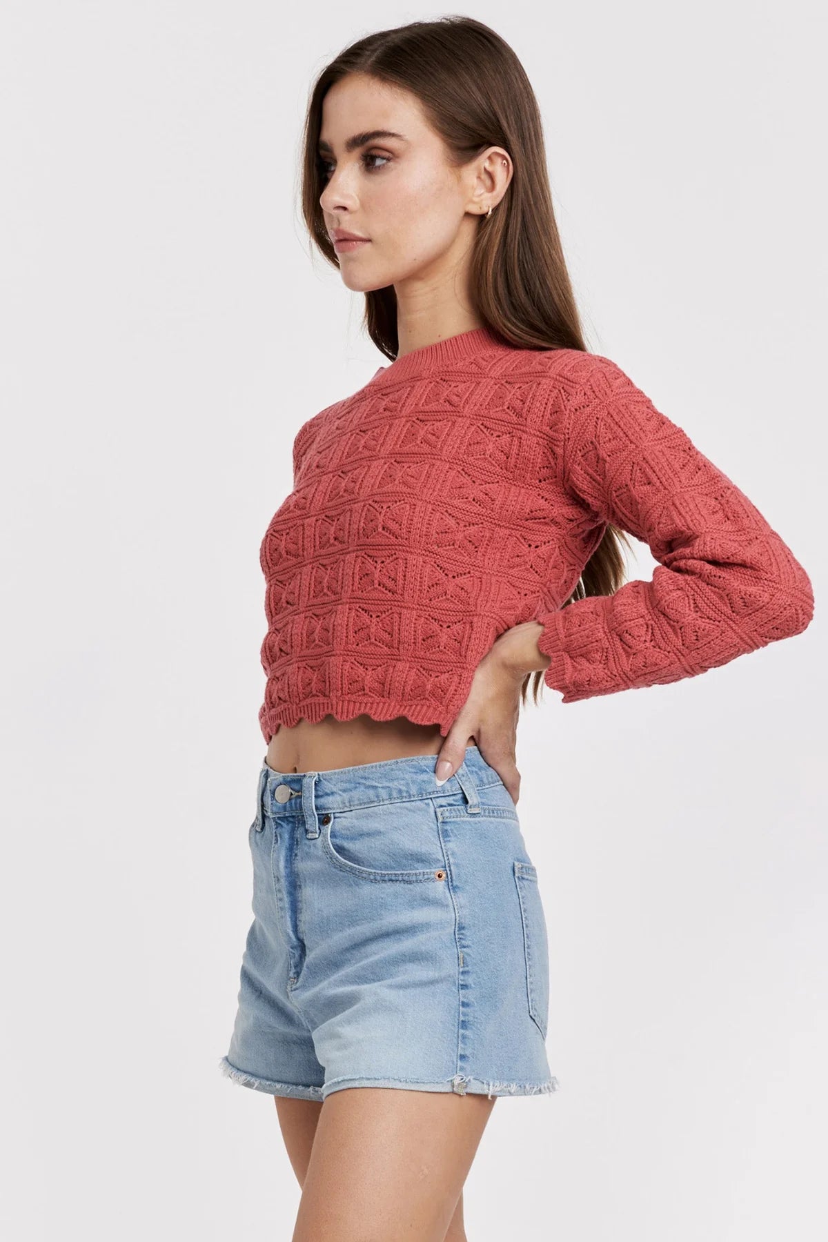 Uma Scallop Hem Crochet Sweater