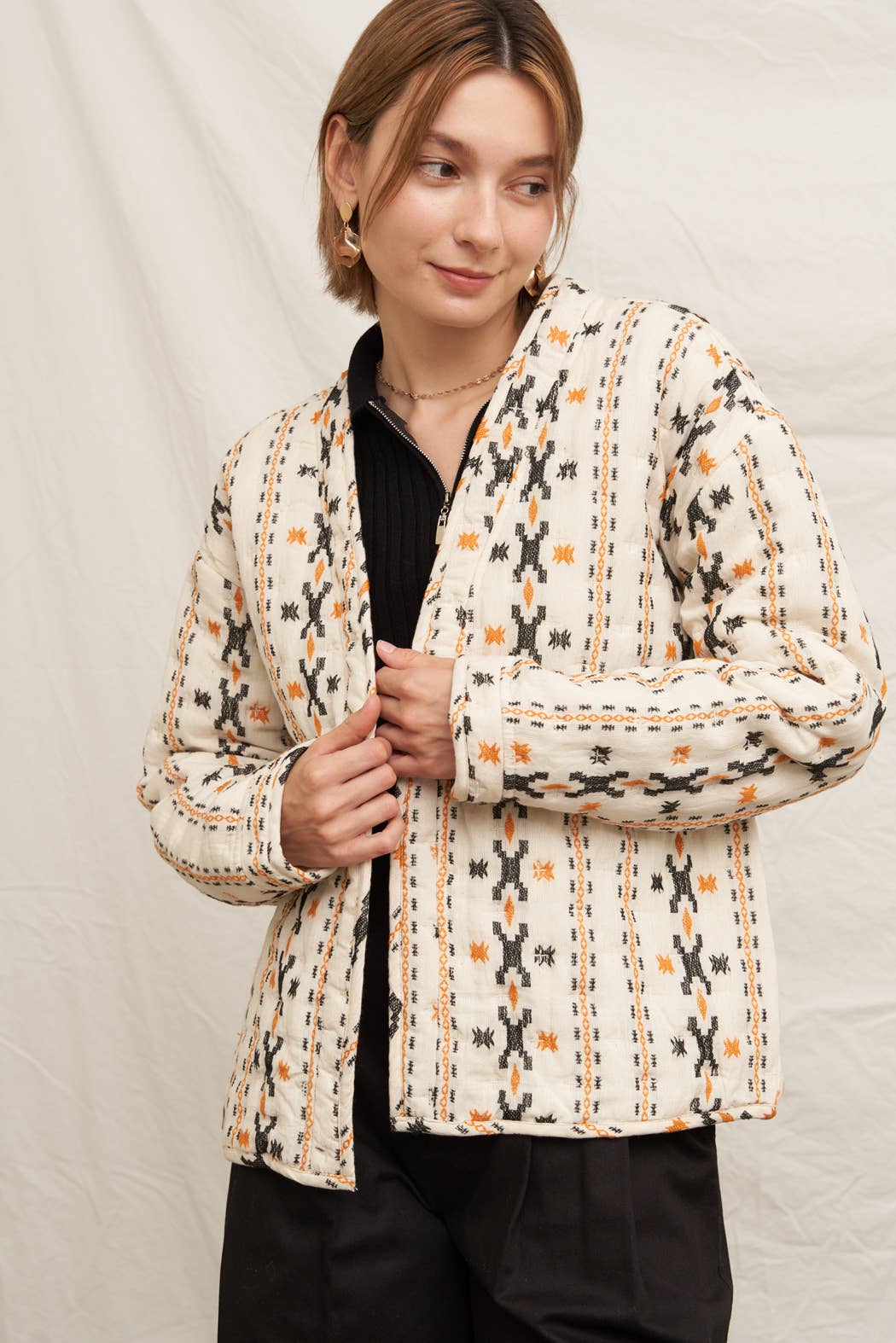 Geo Printed Quilted Jacket