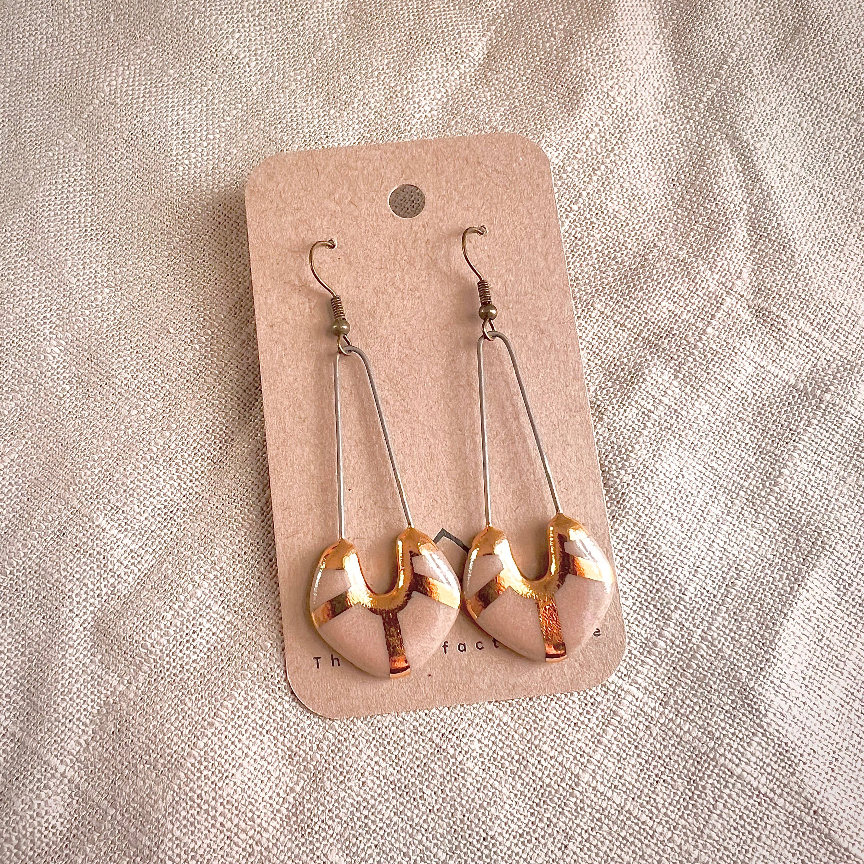 Gold Accent Pink Earrings