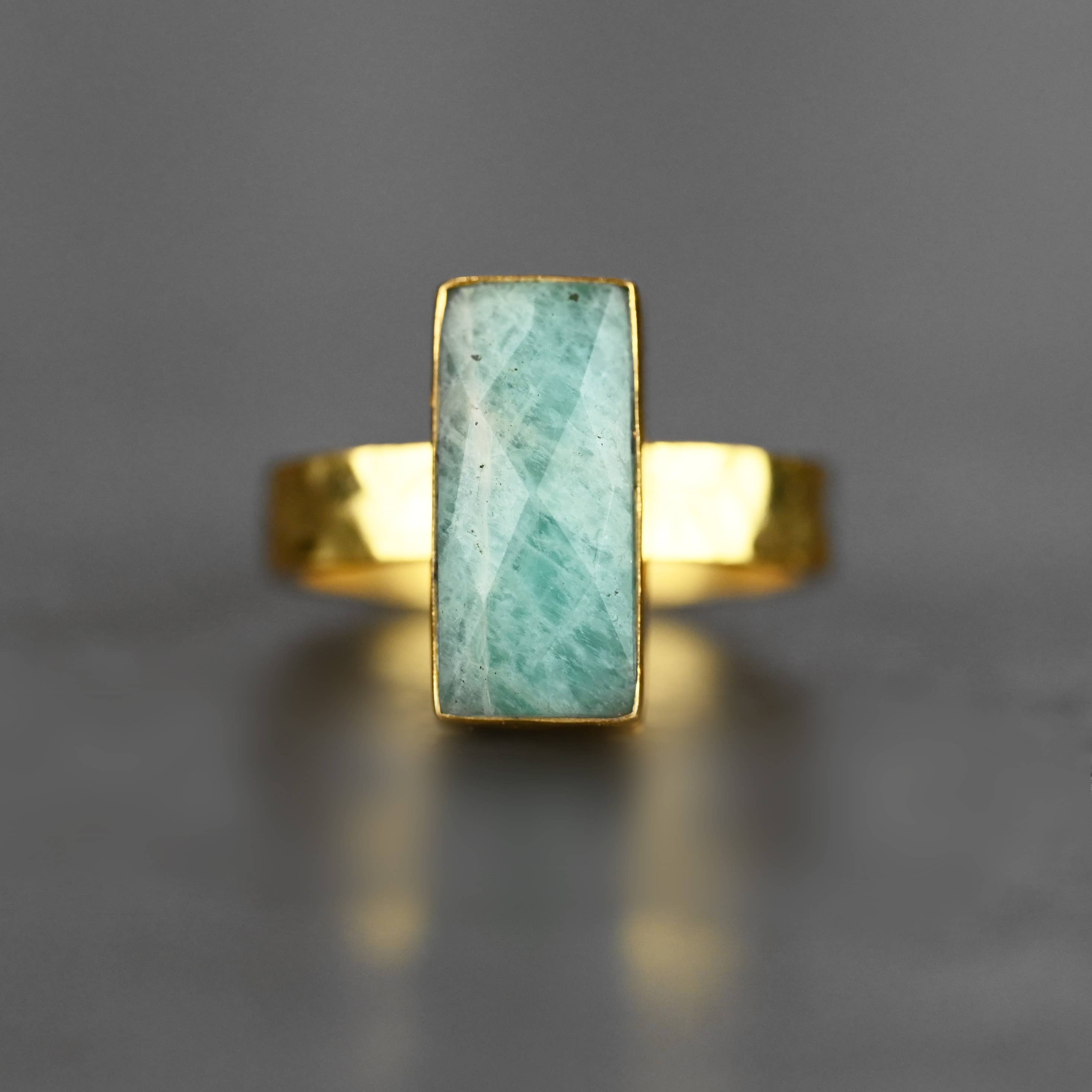 Amazonite  Rectangle Ring