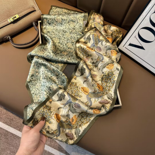 Print Silk Skinny Scarf
