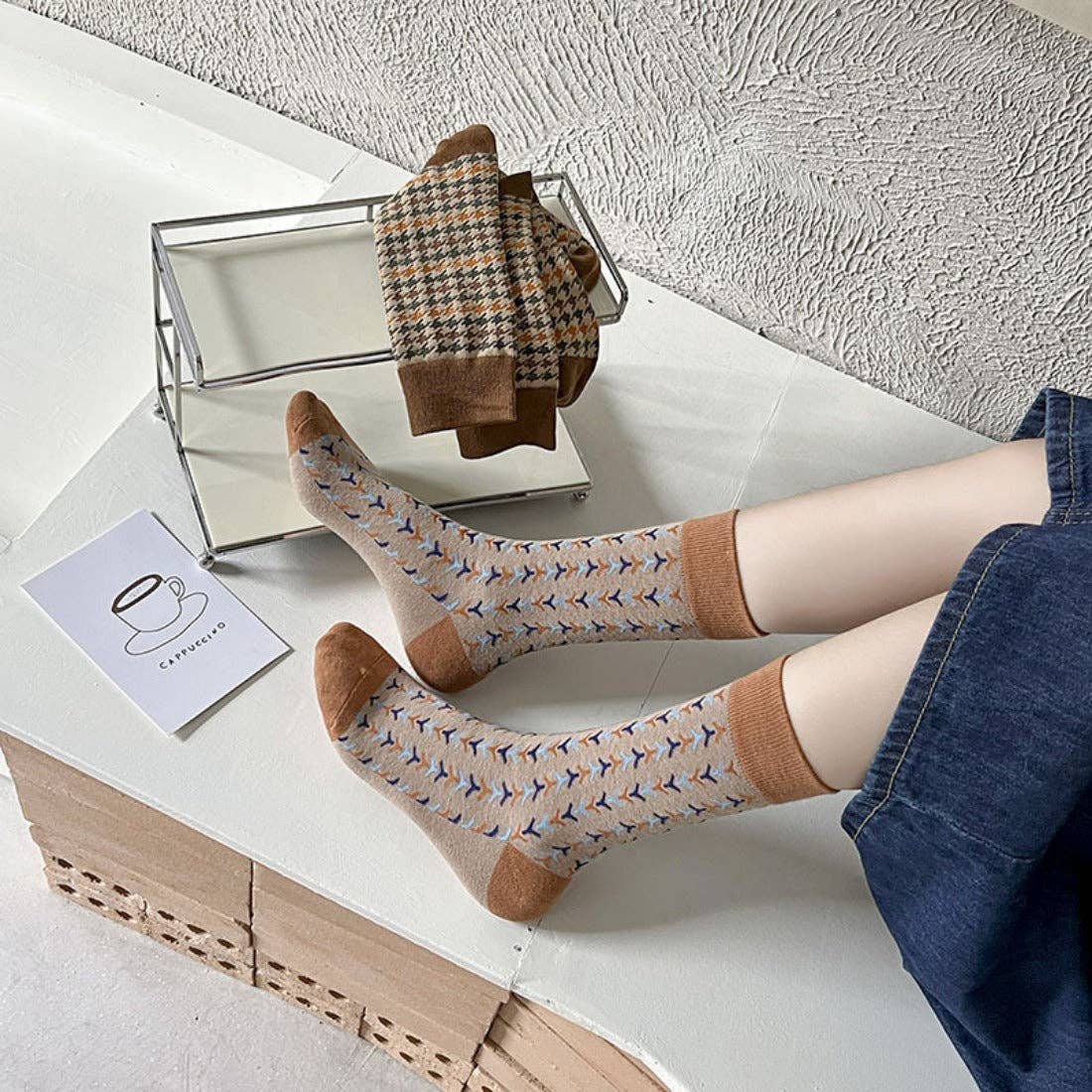 Rufia - Vintage Pattern Women's Socks for Fall & Winter