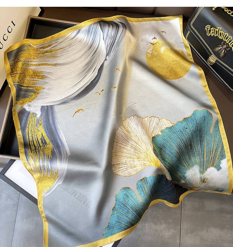 Gingko Leaf Silk Scarf