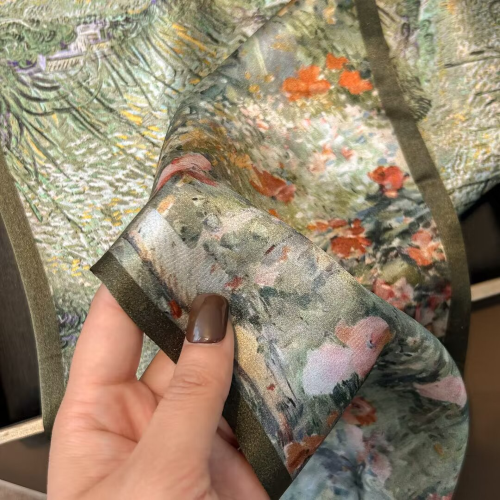 Print Silk Skinny Scarf