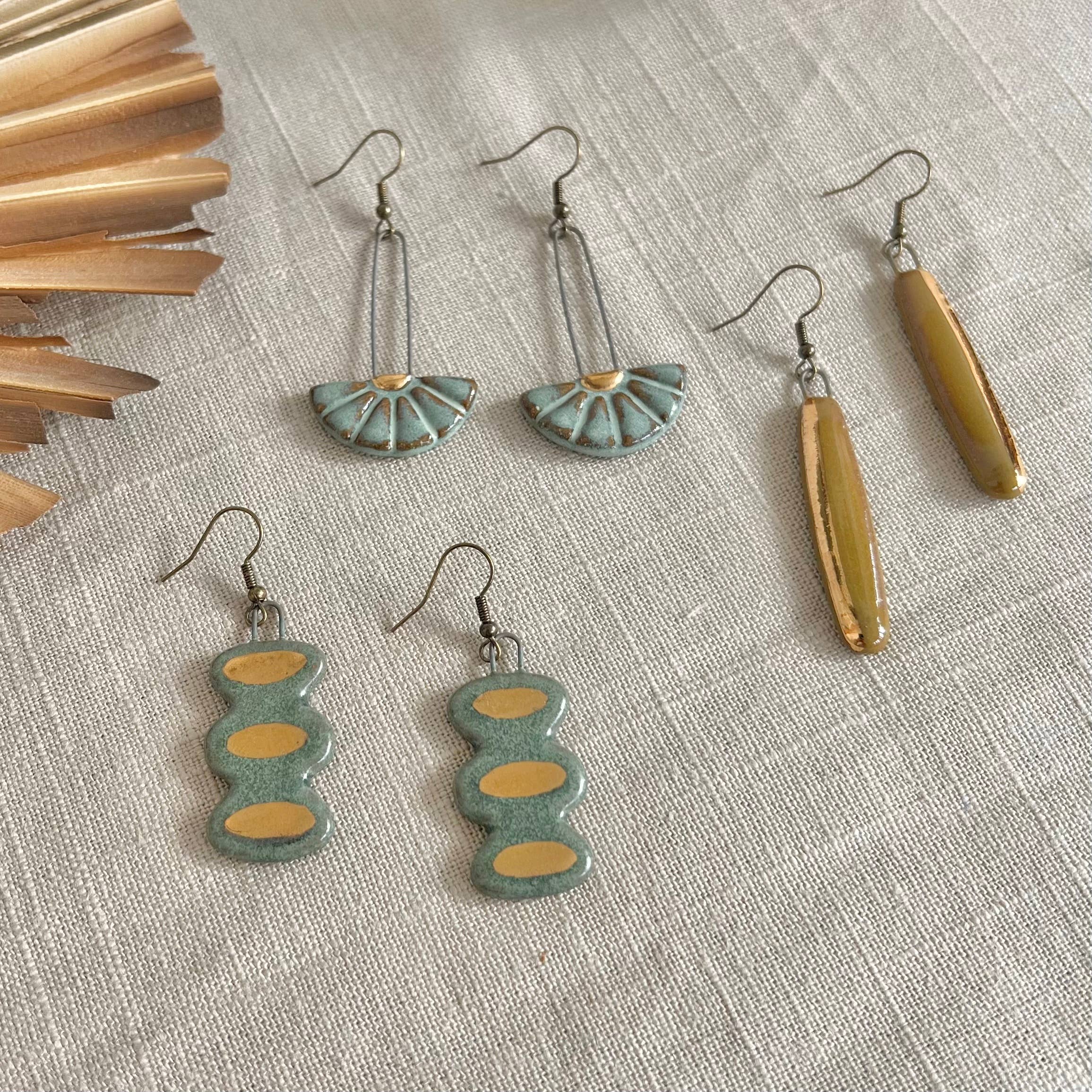 Olive Gold Edged Earrings