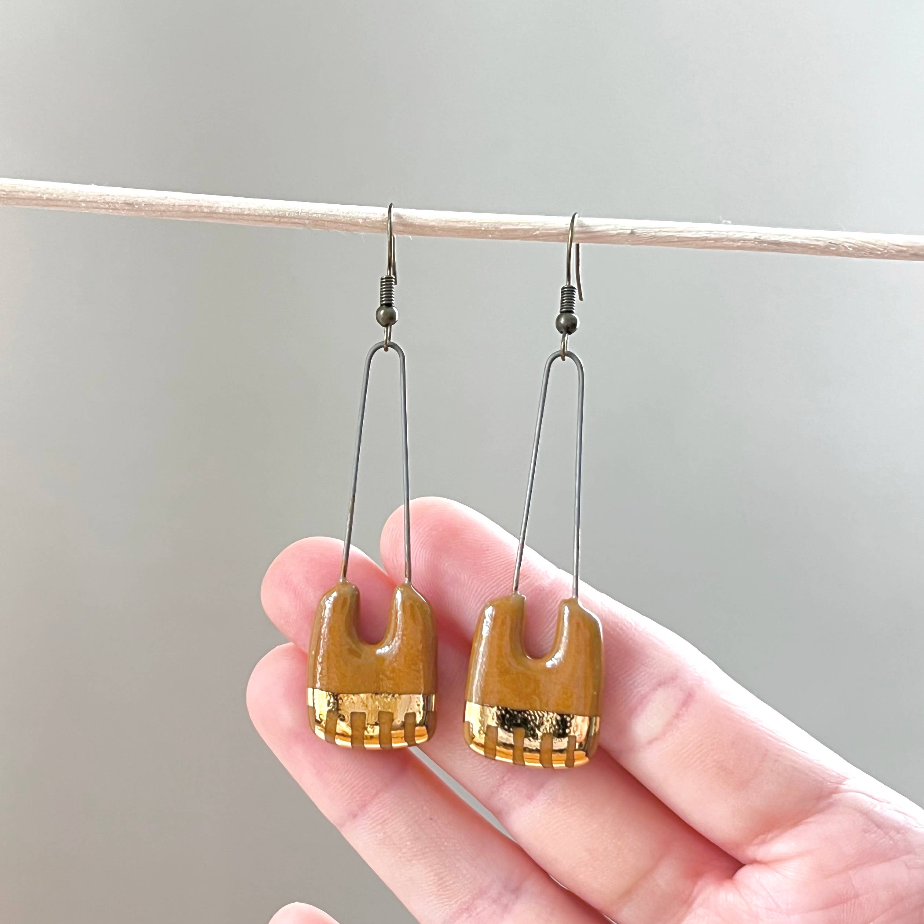 Orange Saddle Gold Earrings