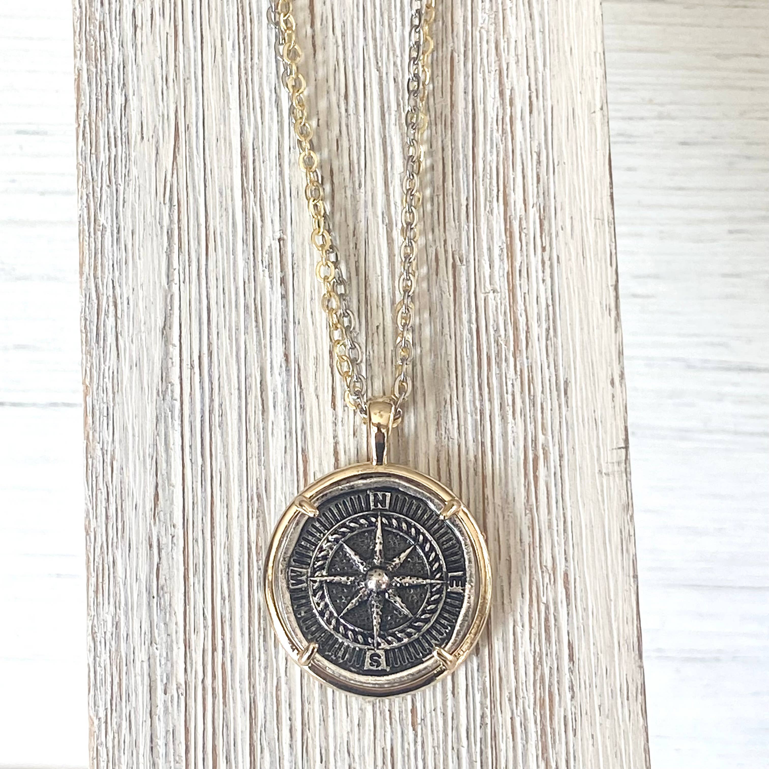 2 Toned Compass Necklace