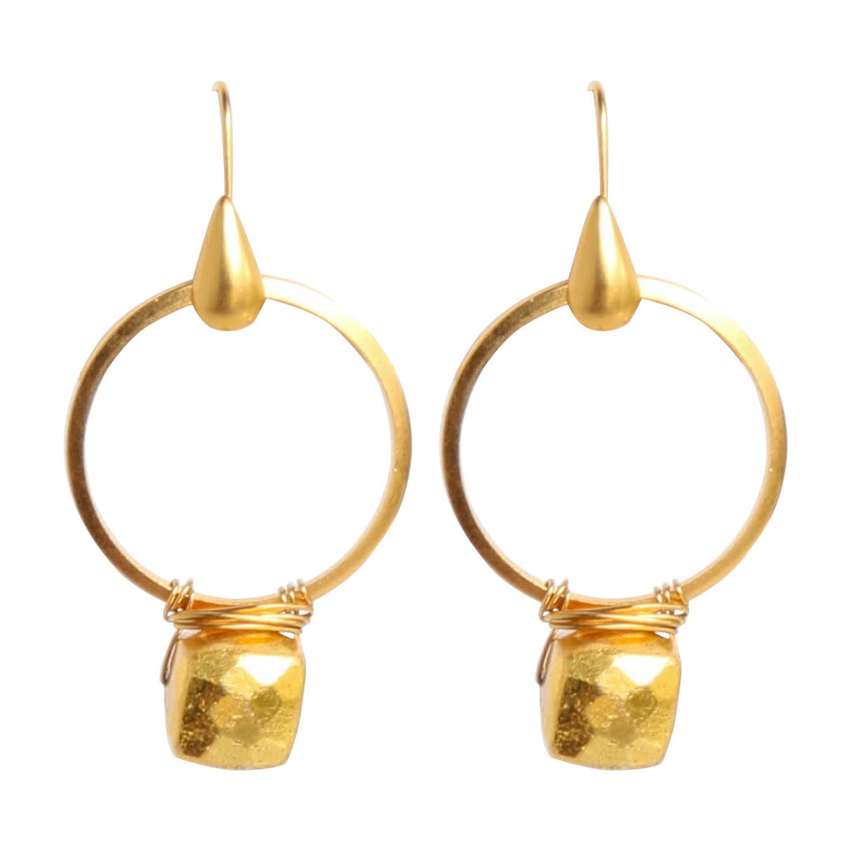 Satchel Earrings Gold Pyrite
