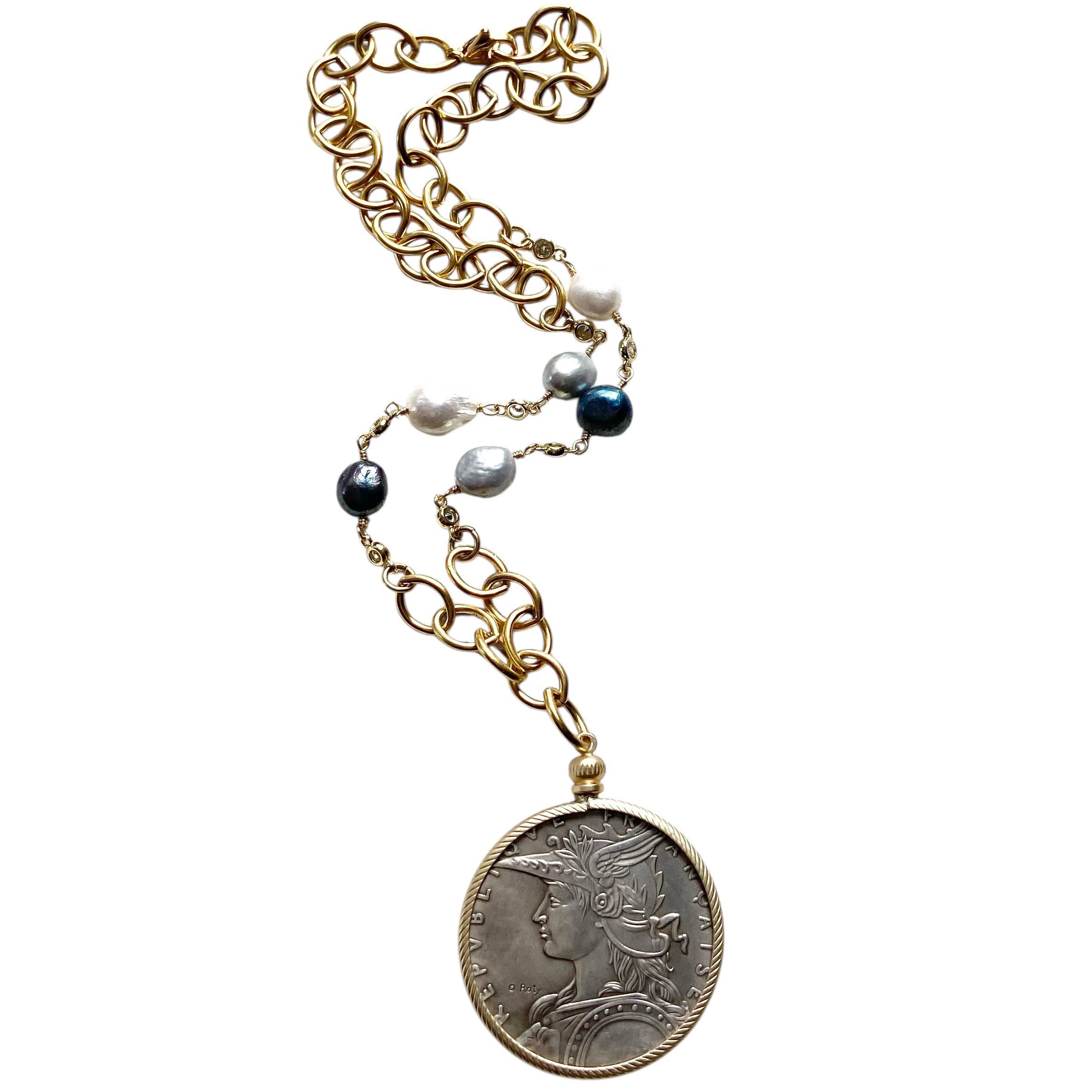 French Coin Mixed Pearl Necklace