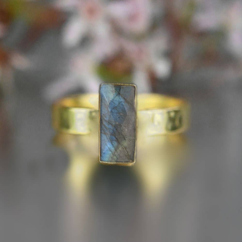 Rectangle Labradorite  Ring