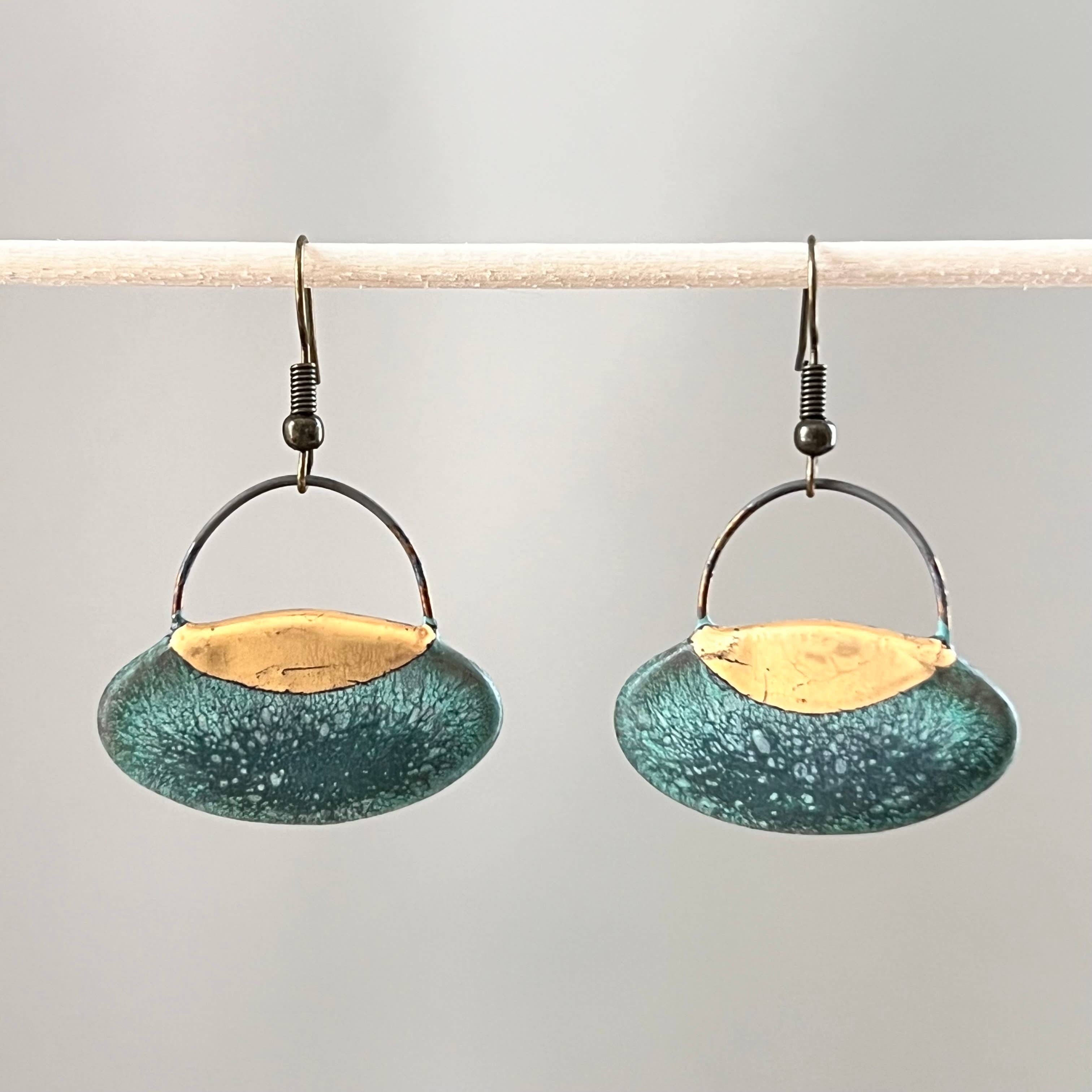 Patina Green Oval Earrings