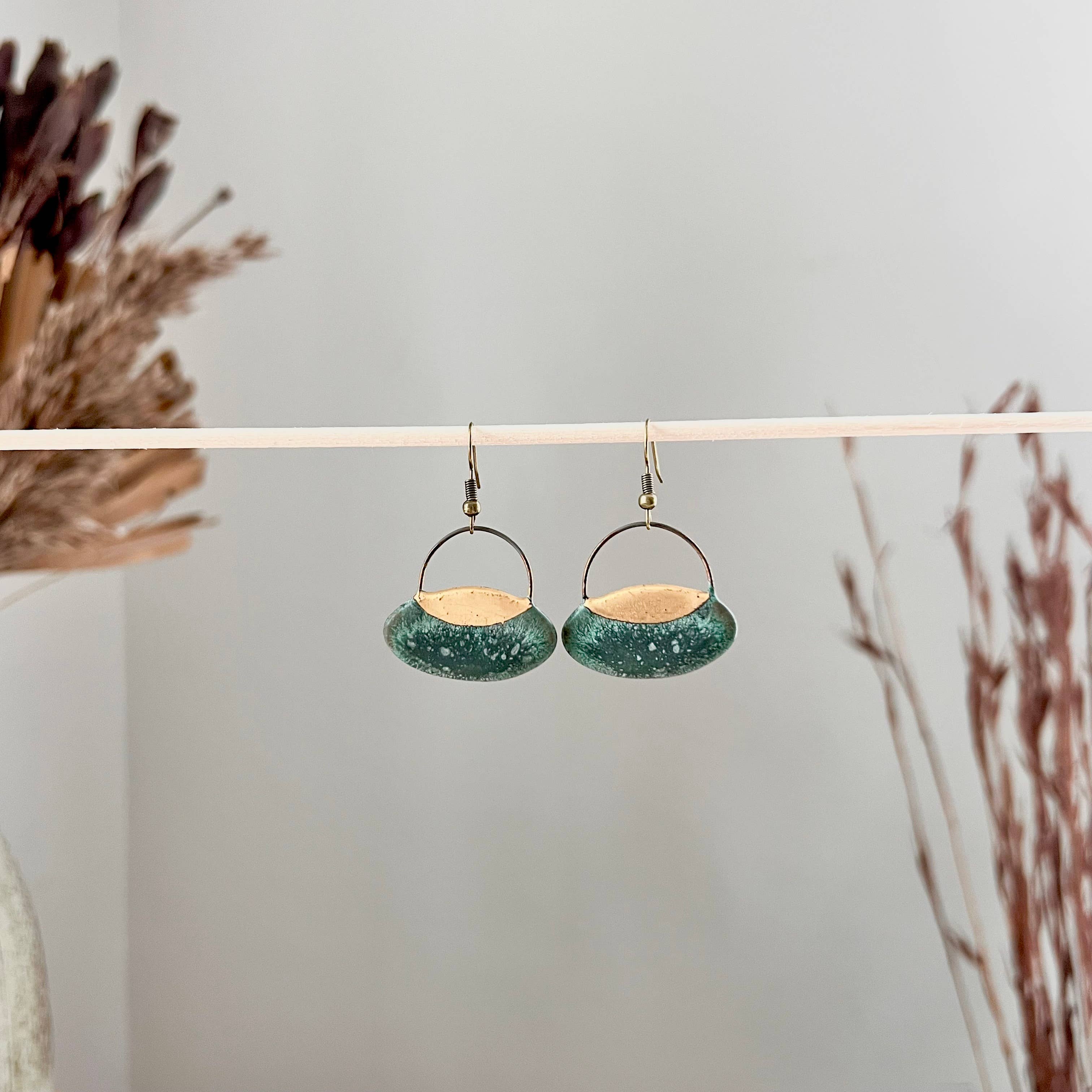 Patina Green Oval Earrings