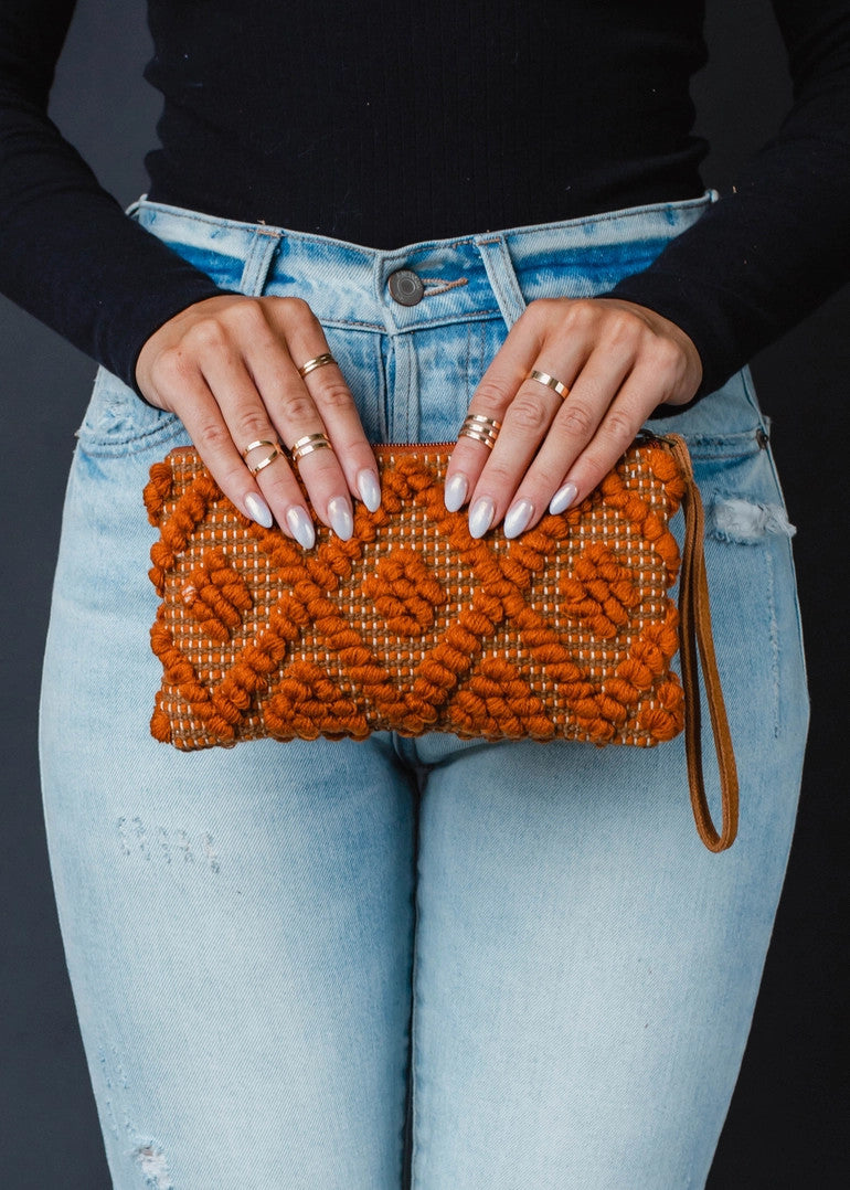 Rust Diamond Pattern Wristlet