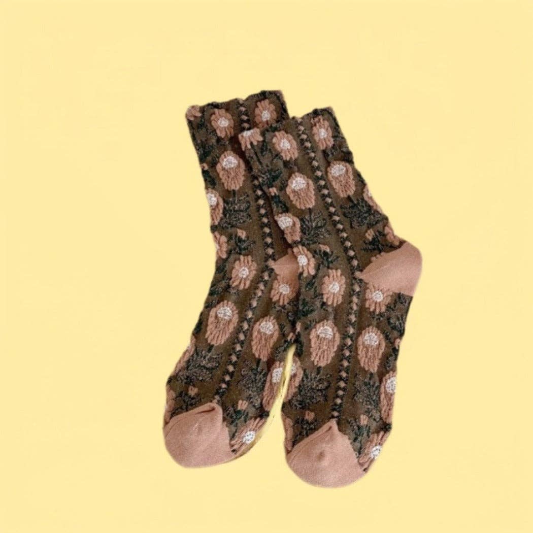 Oil Painting Floral Socks