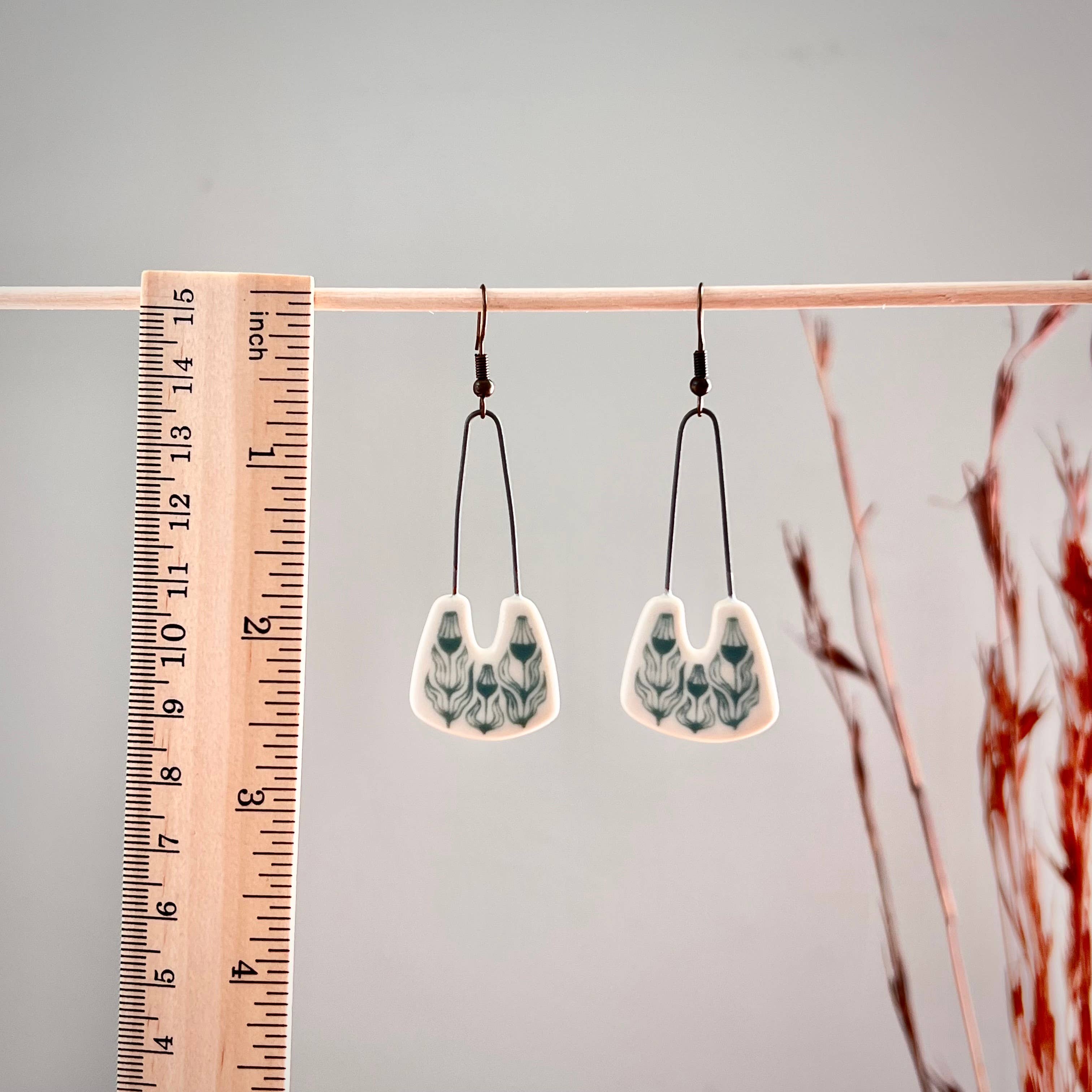 Teal Floral Earrings 