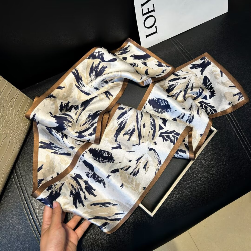 Print Silk Skinny Scarf