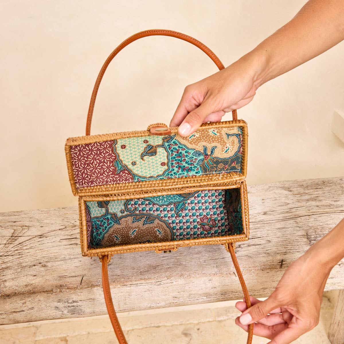 Ata Vine Rattan Box Handbag