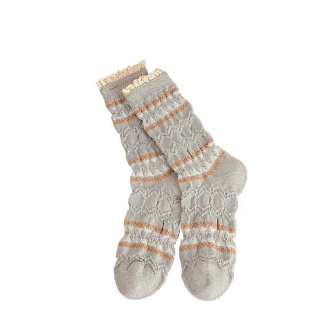 Maillard Lace Trim Crew Socks