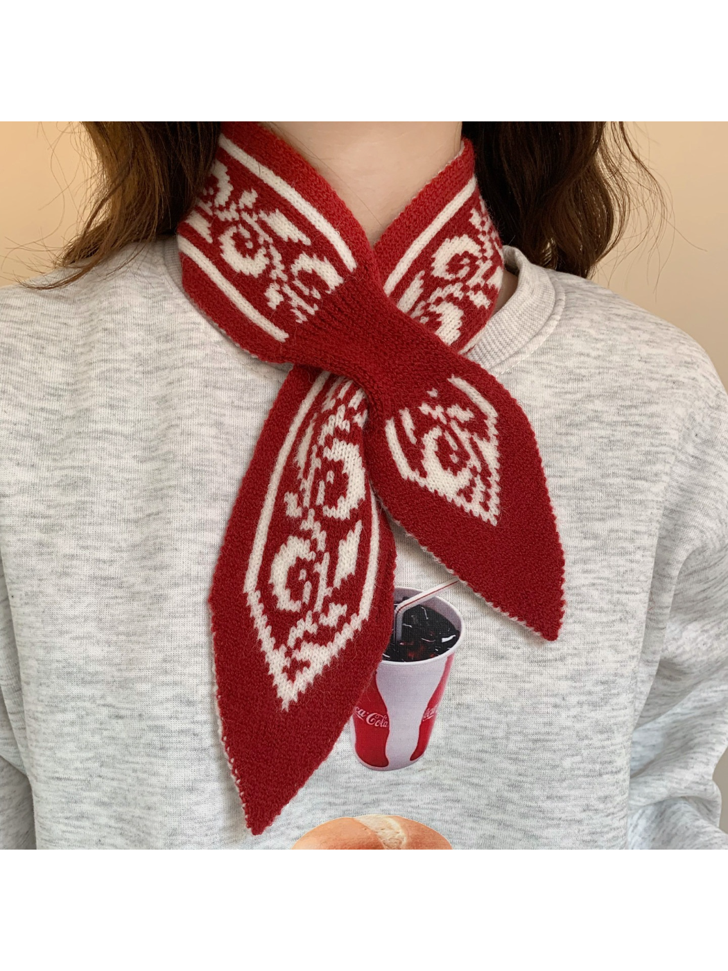 Paisley Knit Pull-Through Scarf