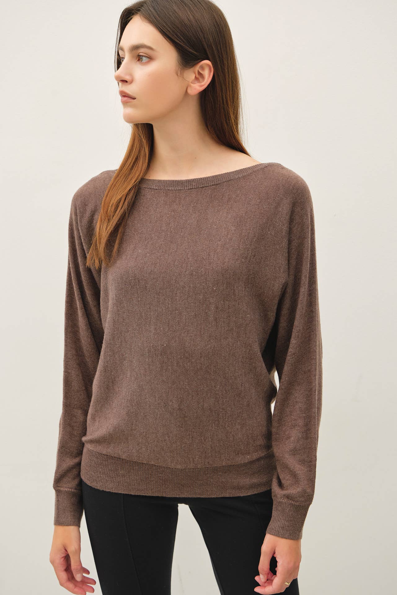 DOLMAN SLEEVE BOAT NECK SWEATER